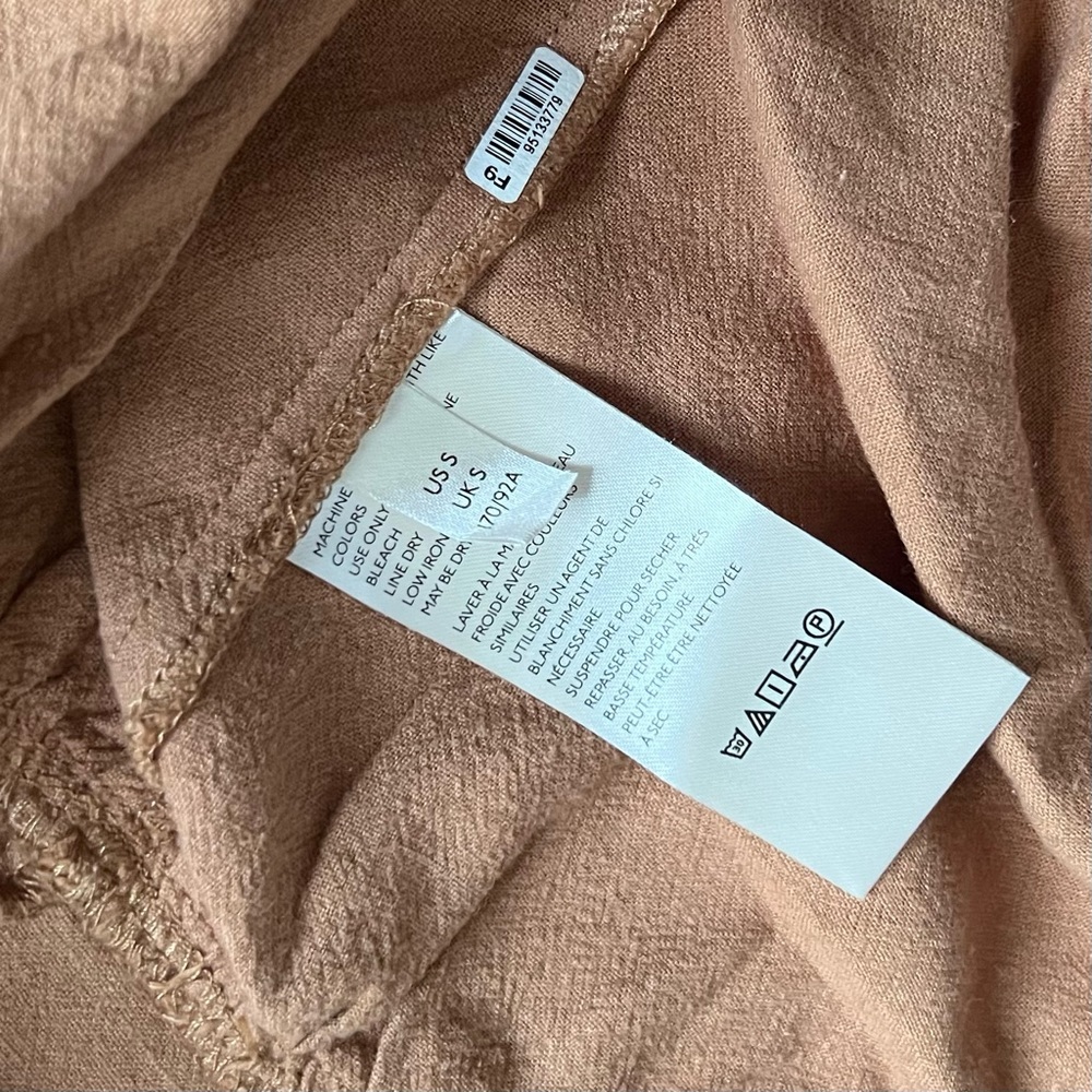 Free People Catch The Breeze Button Tiered Midi Dress Amber Wave Neutral Tan S - Picture 11 of 15